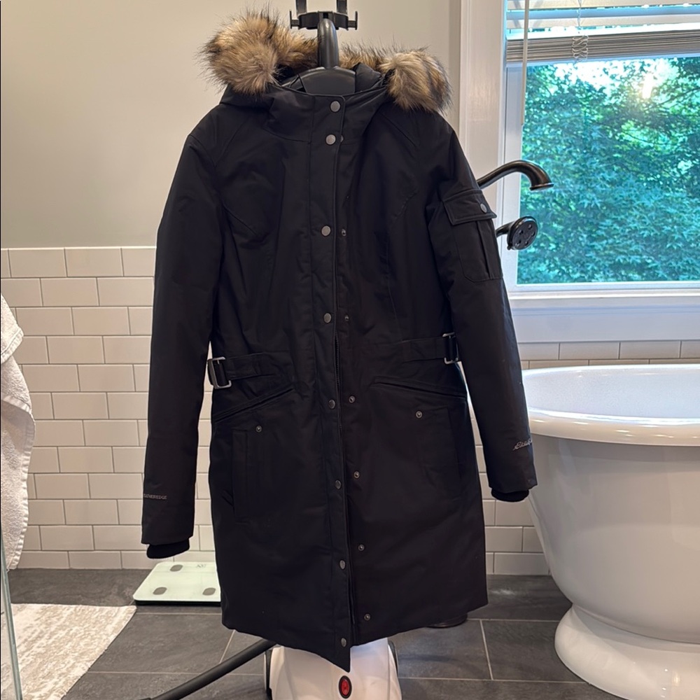 Eddie Bauer Black Jacket with Faux Fur Trim